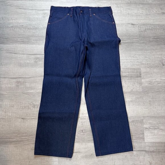 NWT Vintage 70’s BIG MAC Industrial Jean 38x32 Carpenter Workwear Dark Denim NOS - Picture 2 of 10